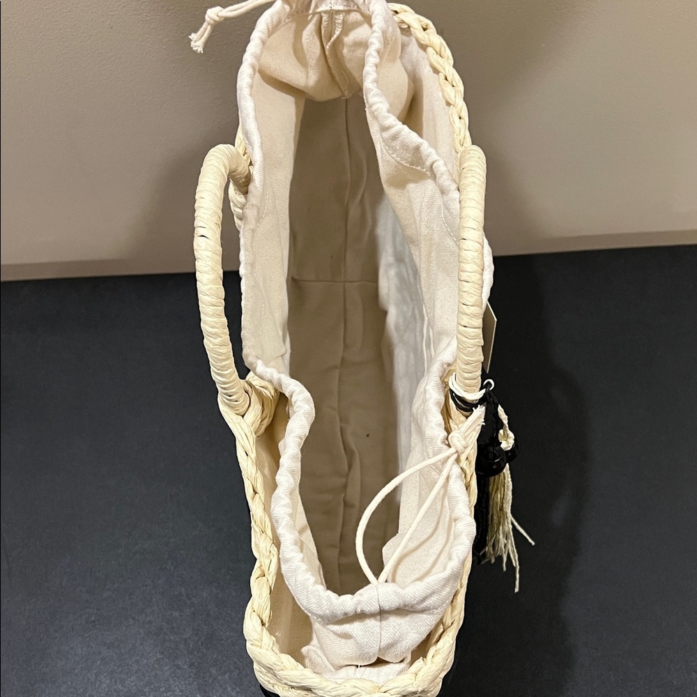 Dolce Vita | Black Raffia Shopper “EstelleB” Tote ~ Canvas Inside - Picture 8 of 16